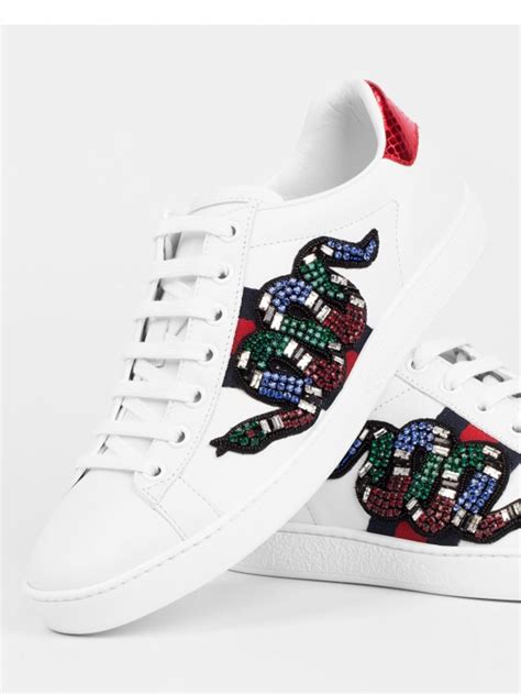 gucci ace sneakers snake woman|Gucci embroidered snake sneakers.